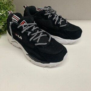 Fila Womens Ray Tracer Mesh Low-Top Fashion Lace Up Sneakers Sz 6.5 Black